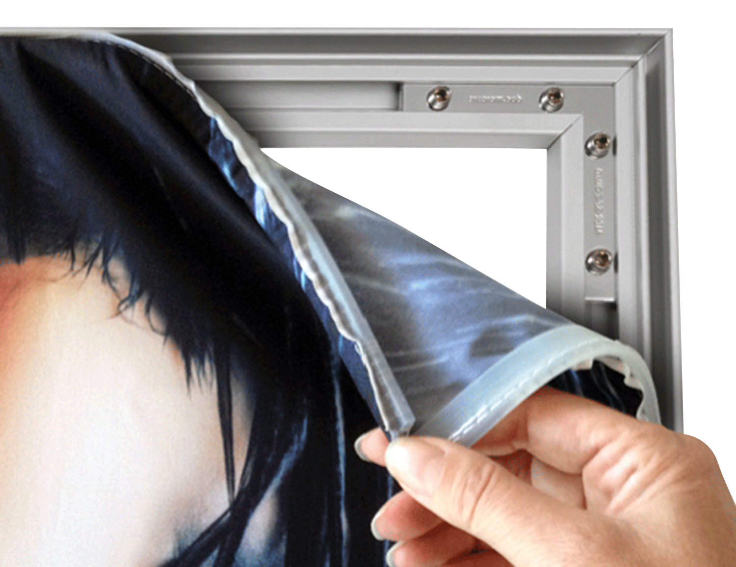 Sublimation printed fabric attached to the structure with silicone